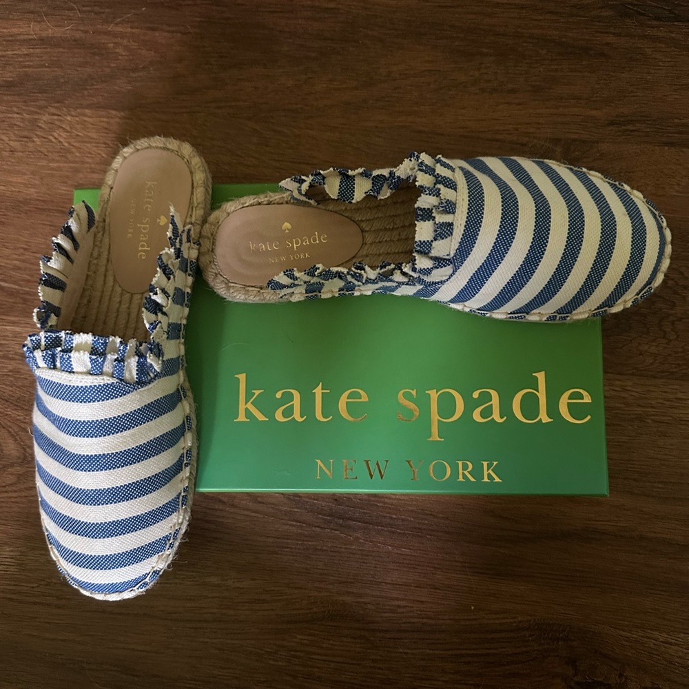 Kate Spade Blue Striped Mules Nautical Design
